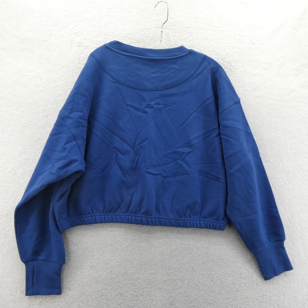 JoyLab Sweatshirt Womens Large Boxy Fit Blue Cropped Elastic Waist Thumbhole New - Picture 7 of 9